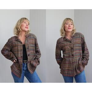 1990's Vintage Chicos Designs Silk Woven Jacket Shacket ~ Women's SM MD